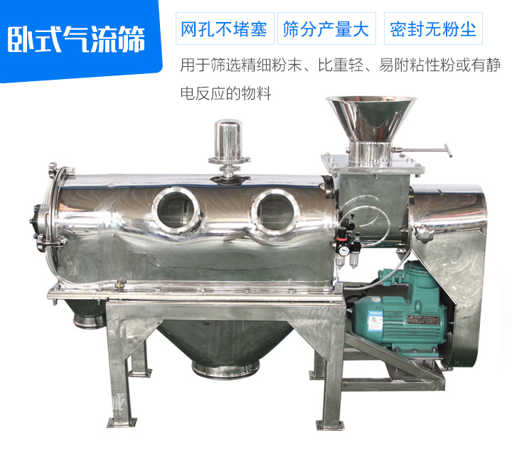 用于篩選精細(xì)粉末、比重輕、易附粘性粉或有靜電反應(yīng)的物料